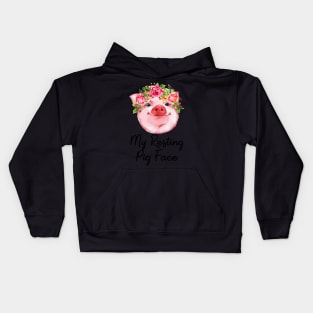 Cute Pig Face Flower Design. Kids Hoodie